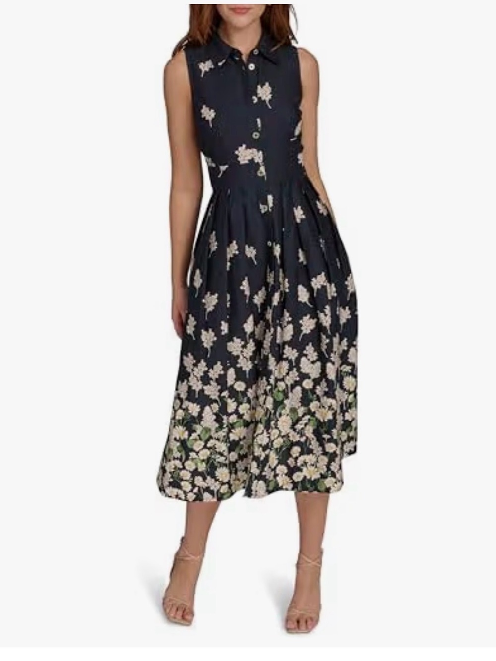 Tommy Hilfiger daisy-print sleeveless shirt dress in Sky Captain size 2
